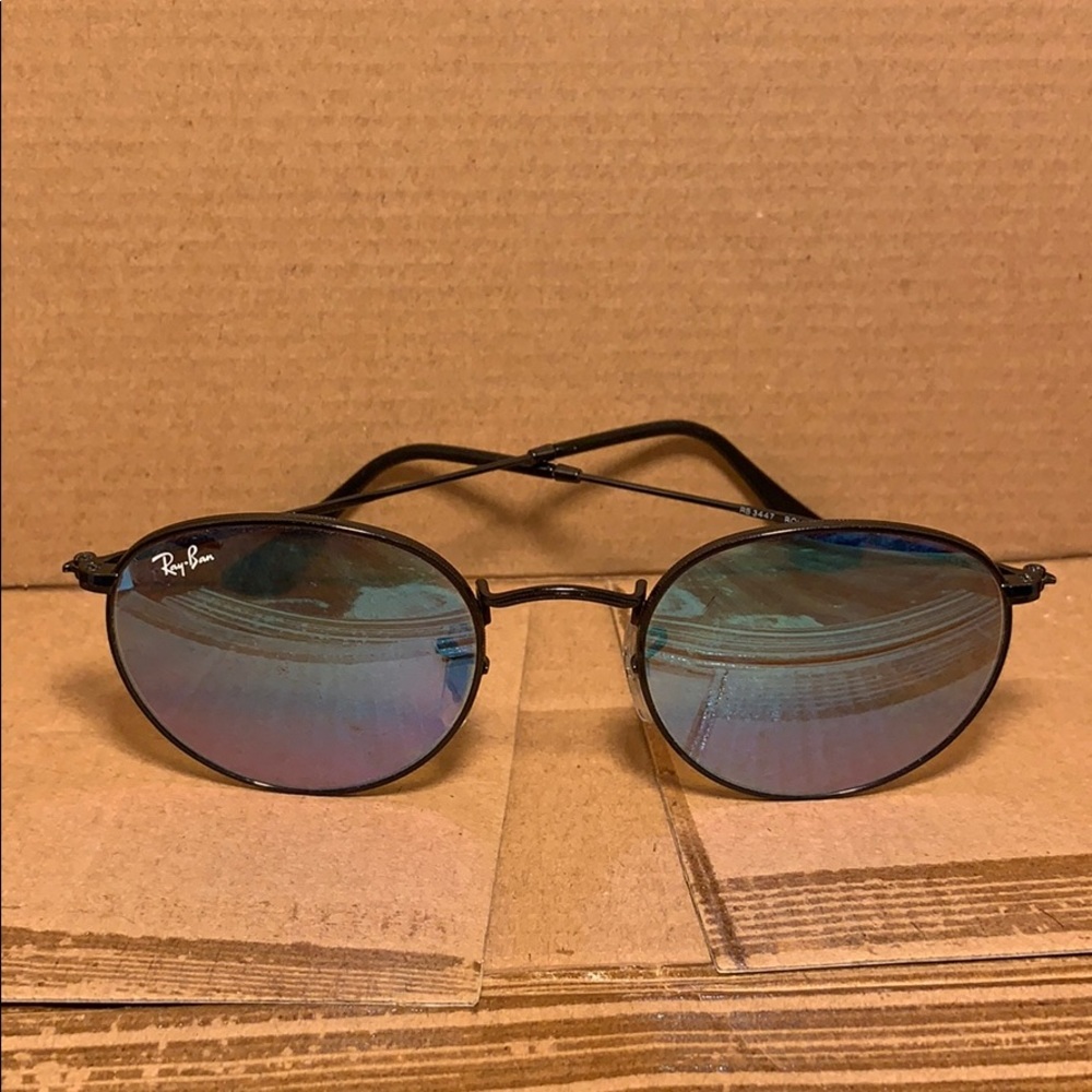 Ray Ban Round Metal Blue Reflective Sunglasses